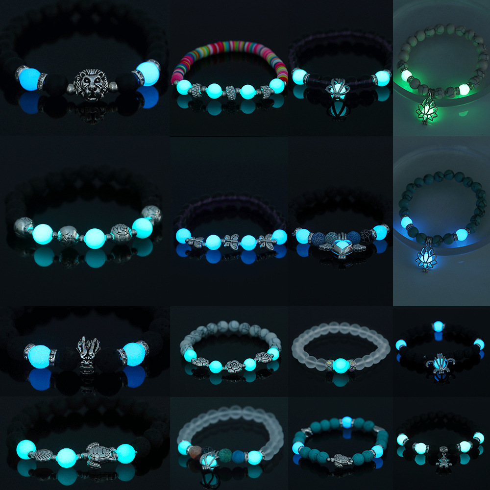 Bracelet de perles lotus phosphorescent brillant dans le noir_voghion.com