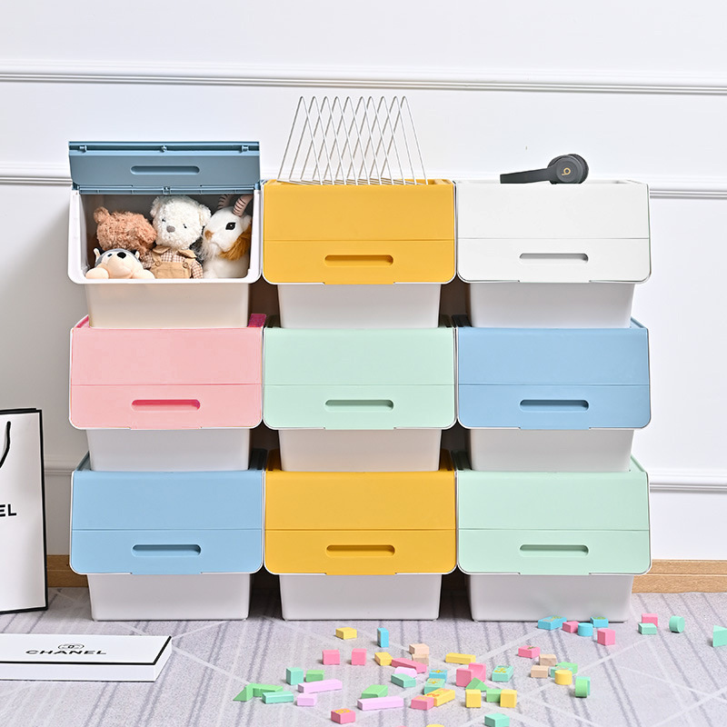 Household Front-Opening Children's Storage Box Large Toy Organizer Snack Storage Box Flip-Top Clothing Storage Plastic