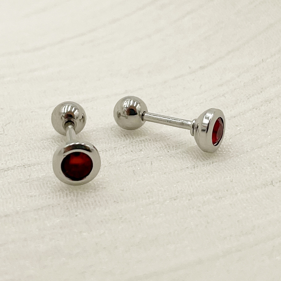Simple Style Geometric Stainless Steel Inlay Zircon Ear Studs 1 Pair
