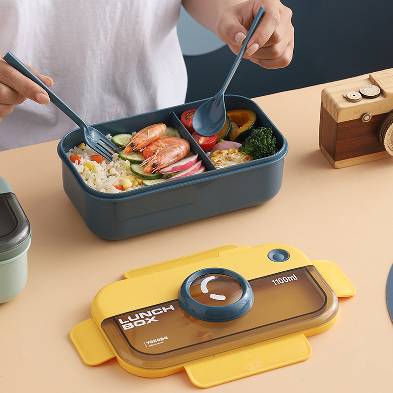 Caja de almuerzo al por mayor estudiante moderno simple de alto aspecto japonés compartimiento de plástico caja de almuerzo sellado caja de almuerzo grado alimenticio PP