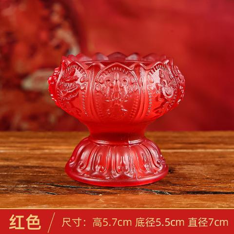 莲花灯烛台家用供灯佛前圣莲琉璃长明灯座酥油灯底座七彩玻璃灯座|undefined