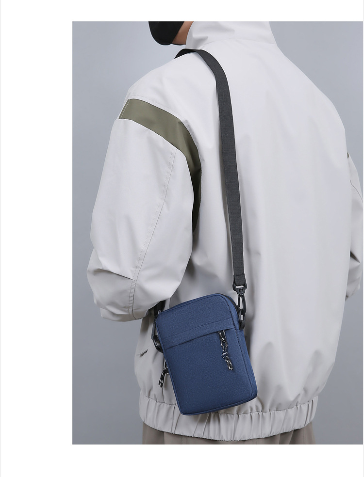 Oxford Cloth Material Solid Color Pattern Men's Solid Color Oxford Cloth Zipper Crossbody Bag