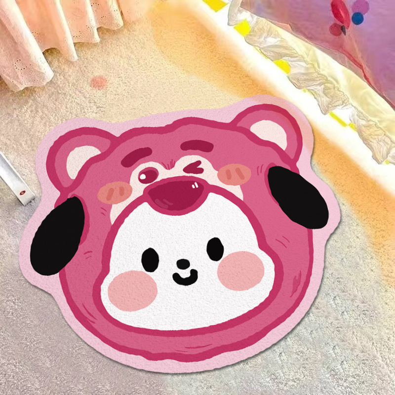 En stock de dibujos animados especial en forma de alfombra de piso de Cachemira Internet celebridad estilo lindo puerta decorativa estera Amazon Generación de pelo estera de mesa de té estera