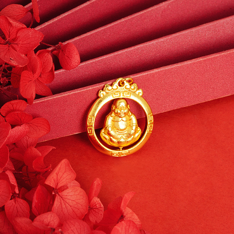 Antiguo collar de Buda giratorio Vietnam chapado en oro vintage joyería auspicioso Lotus colgante suministro directo fábrica