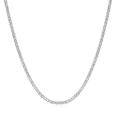 Manufacturer wholesale European and American hip-hop single row diamond zircon tennis chain 3MM copper studded diamond popular necklace street ins