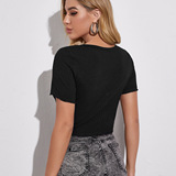 (Трансграничная торговля), приталенная футболка в виде сердечка, трикотажная короткая булавка, европейский стиль, короткий рукав