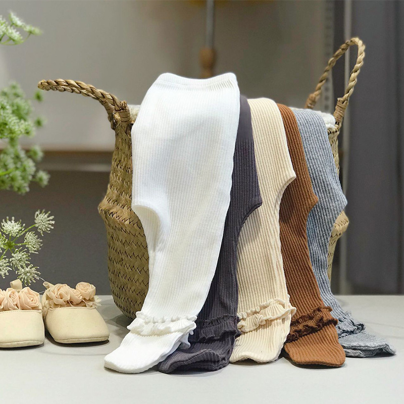 兒童褲子 長褲多色不開檔鬆緊腰褲子 女童包腳高腰打底褲春秋新款