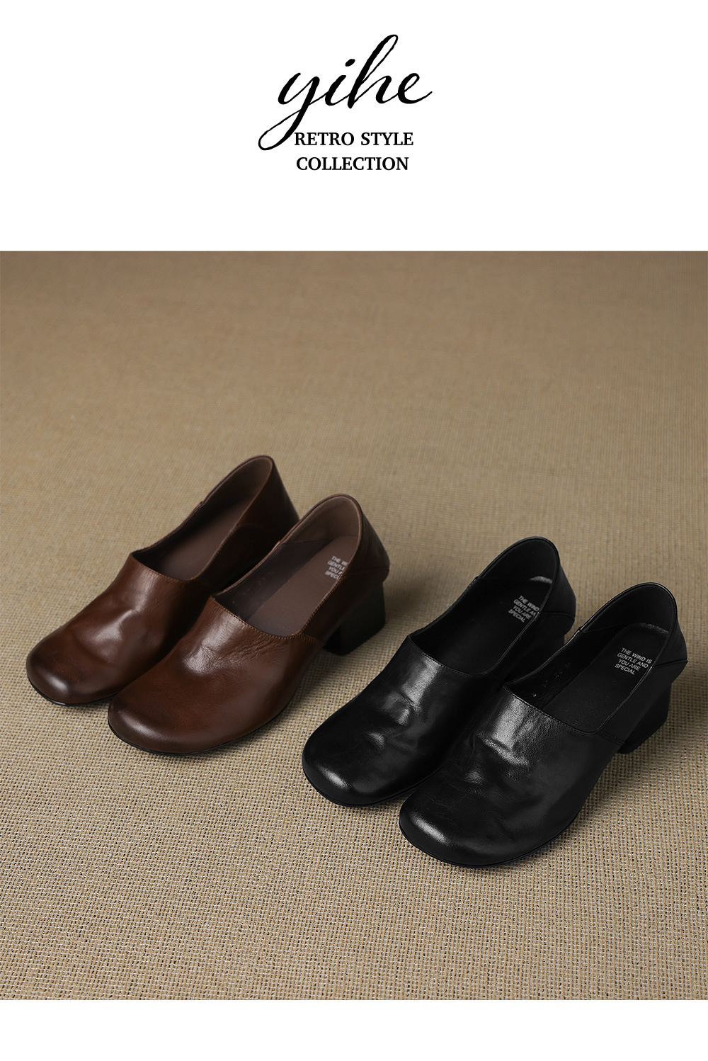Giày lười nữ da bò đế dày 5 cm mũi vuông đế mềm — màu nâu chi tiết 10