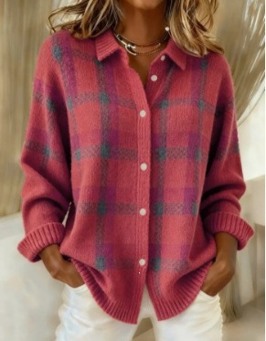 Europa y Estados Unidos transfronterizos Amazon estación independiente de mujer caudal relajado caño invierno cuadrado camisa de cuello largo suéter cardigan