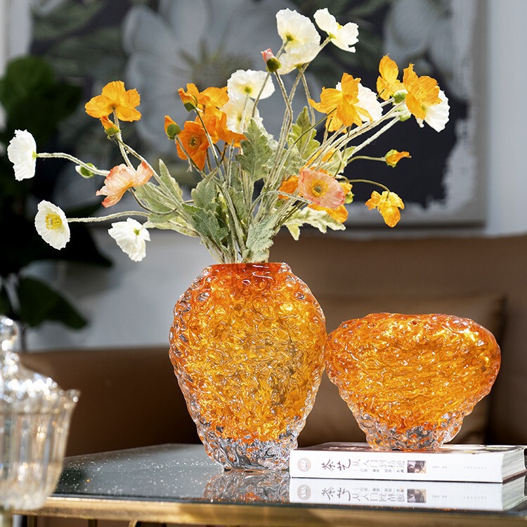 Light Luxury Crystal Glazed Vase Creative Entrance Dining Table Vase Ornaments Living Room Flower-arranging High-level Decorative Model Room