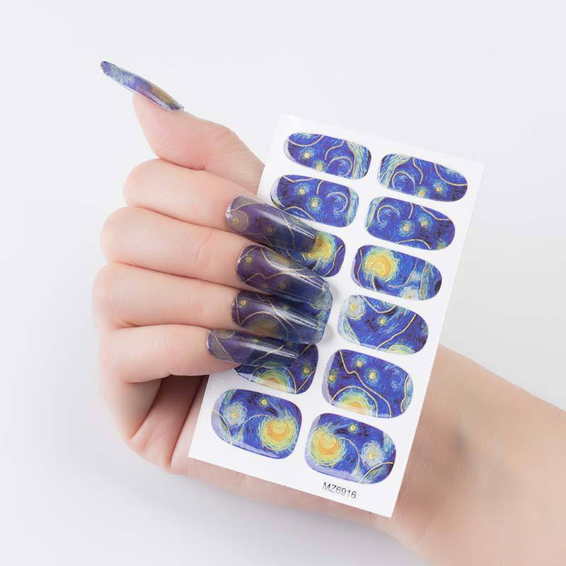 Meiko Supply 12-Finger Nail Stickers Van Gogh Starry Night Amazon Nail Sticker Set Wholesale Full Set Meiko Supply 12-Finger Nail Stickers Van Gogh Starry Night Amazon Nail Sticker Set Wholesale Full Set