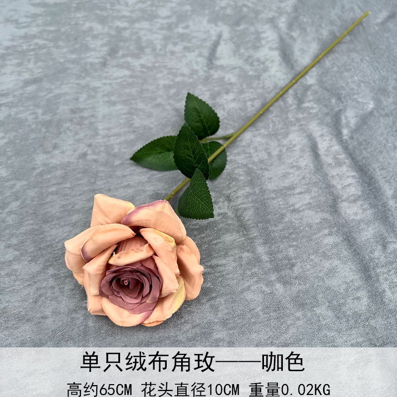 Artificial Rosa sola franela Rosa flor artificial boda decoración del hotel decoración del hogar arreglo de flores flor artificial Rose