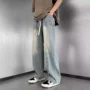 宽松青少年松紧腰新款牛仔裤