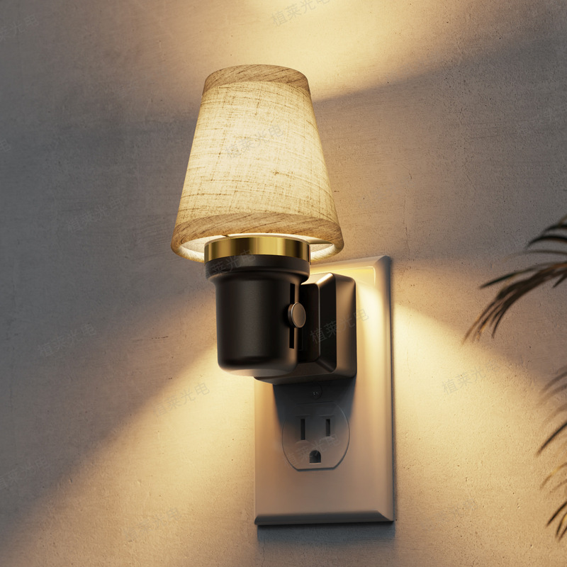 Candlestick Base Plug-In Night Light Gy220 Gold Ring Ladder Cloth Cover Corridor Bedside Light Control Sensor Night Light Candlestick Base Plug-In Night Light Gy220 Gold Ring Ladder Cloth Cover Corridor Bedside Light Control Sensor Night Light