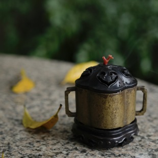 Blood Sandalwood X Copper Incense Burner Ancient Casting Tea Room Study Hall Incense Ceremony Utensils Ornaments Chinese Tea Ceremony Accessories