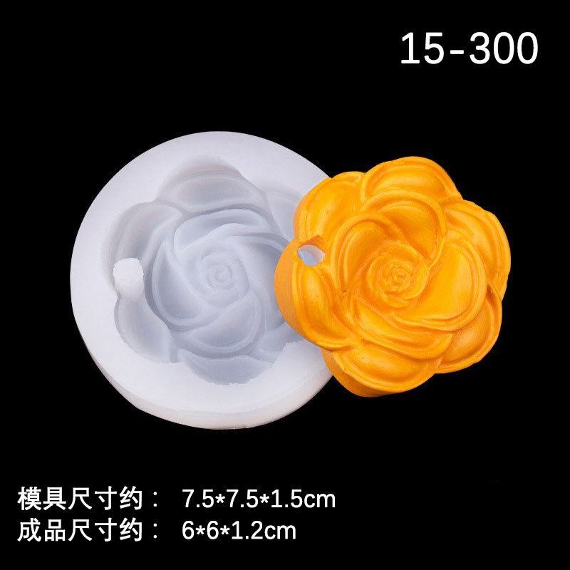 Rose forma simple molde de silicona con agujeros creativo para hornear accesorios bricolaje epoxi llavero yeso
