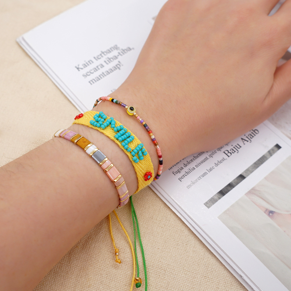 Bohemian Letter Square Glass Beaded Bracelets