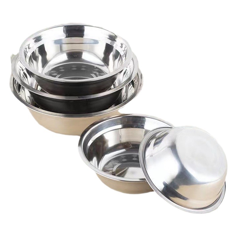 Stainless Steel Basin Thickened Household Soup Basin Vegetable Basin Rice Bowl Canteen Soup Bowl Instant Noodle Bowl Multi-purpose Basin Baking Egg Basin