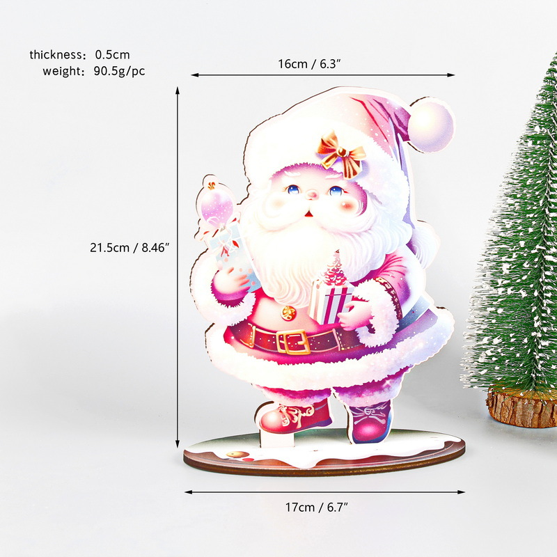 Adornos de madera navideña (Papá Noel-Rosa Púrpura)