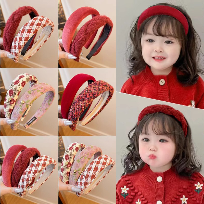 Hong Kong estilo rojo retrogrado bandas de cabello mujeres otoño invierno dulce vino rojo cráneo alto temperamento bandas de cabello de alta sensibilidad tocado