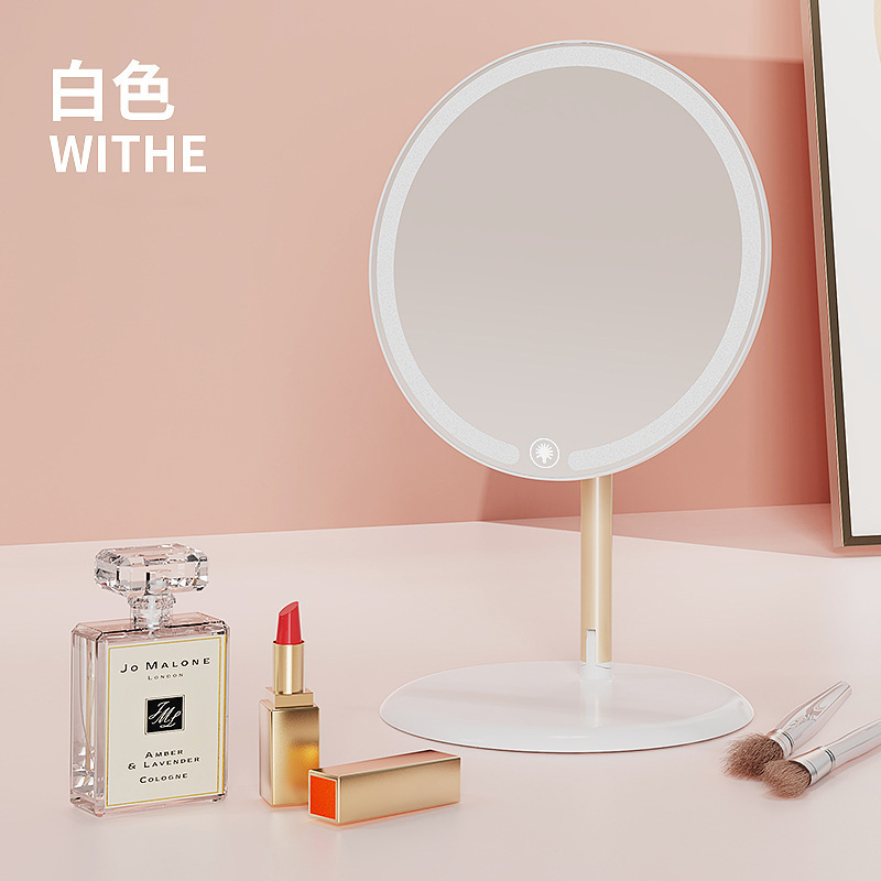 Espejo de maquillaje de doble eje con luz, espejo de vestidor de belleza LED inteligente, espejo de maquillaje de escritorio con luz, espejo plegable de dormitorio