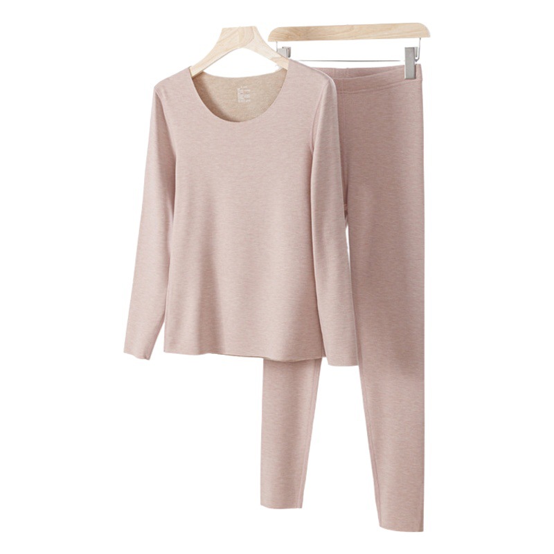 秋冬徳絨毛保温下着女性抗菌シルクアクリル無痕発熱カシミヤ秋衣秋ズボンセット卸売り