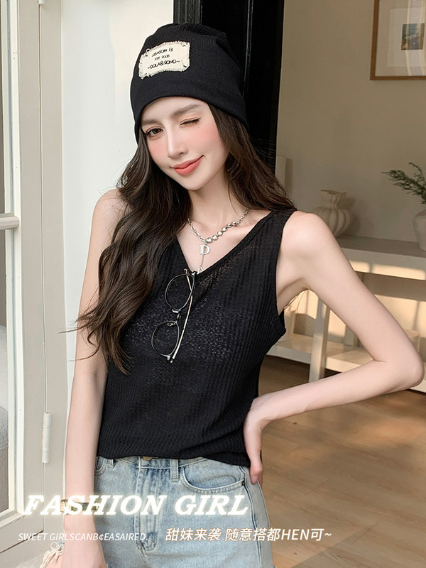 H 80のワッフルの小さいサスペンダーのベストの女性の中で夏の外で怠惰な風の袖なしのゆったりしている百合の底の上着を着ます。|undefined
