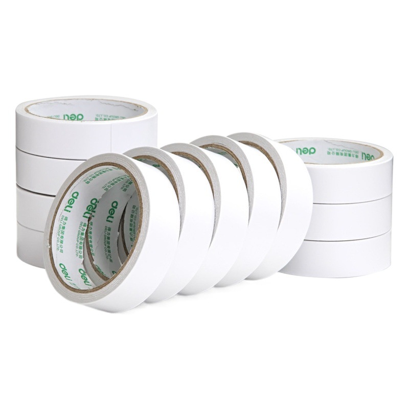 Deli double-sided tape two-sided fixing tape 10y cotton easy-to-tear manual tape translucent white manual adhesive