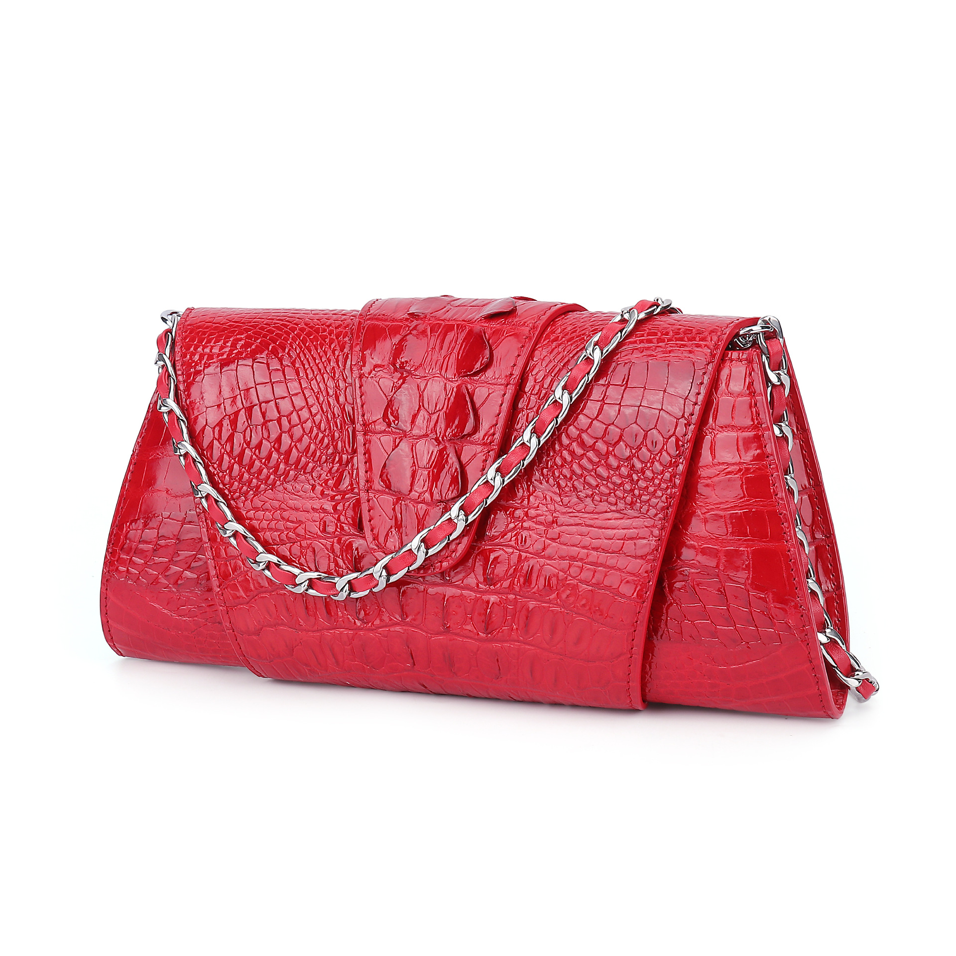 New Women's Evening Bag, Small Crossbody Party Clutch, Crocodile Embossed Chain Square Bag - Thumbnail 4