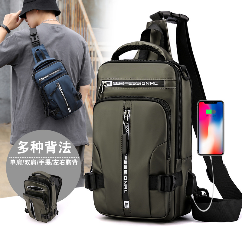 Cross-border Exclusively For New Men's Multi-functional Chest Bag Fashion Casual Shoulder Messenger Bag Waterproof Space Cloth Small Backpack