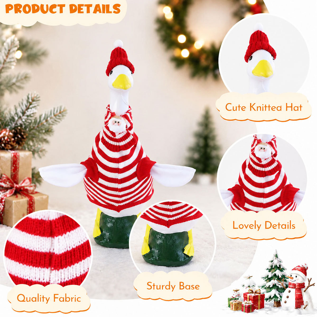 Navidad porche gansos ropa 23 pulgadas gran gansos blancos suéter de punto sombrero bufandas set de decoración de Navidad comercio exterior