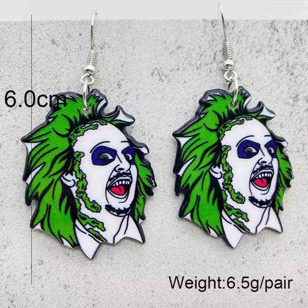 Cross-Border European and American Halloween Cute Cat Acrylic Pumpkin Ghost Skeleton Earrings for Women Exquisite Cartoon
