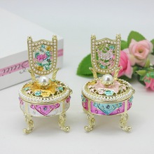 婚庆回赠礼品珍珠公主椅小饰品收纳盒创意家居小摆件合金珠宝盒