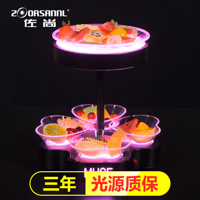 Zuochang nuevo bar luminoso snack placa KTV Mesa dedicada LED snack plato snack placa en forma de corazón plato de fruta estante