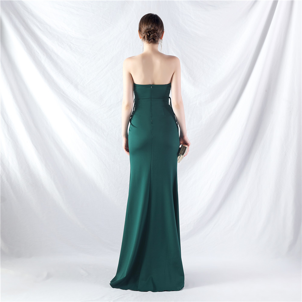 Trend Two Kinds Of Lash Rope Binding Waist Shaping Beltloop Satin Evening Dress