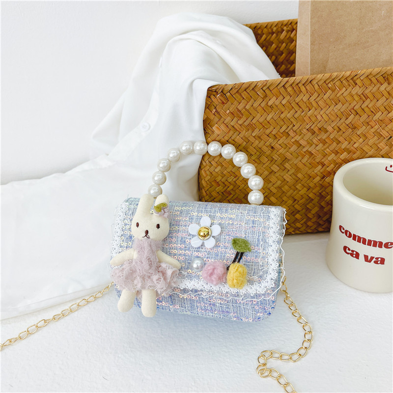 Bolso de La Perla de los niños 2023 nuevo lentejuelas pequeño bolso cuadrado moda lindo niñas bolsa decorativa bandolera