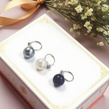 跨境圆形几何耳环女小香风U型气质简约三色珍珠唯美耳骨夹饰品潮