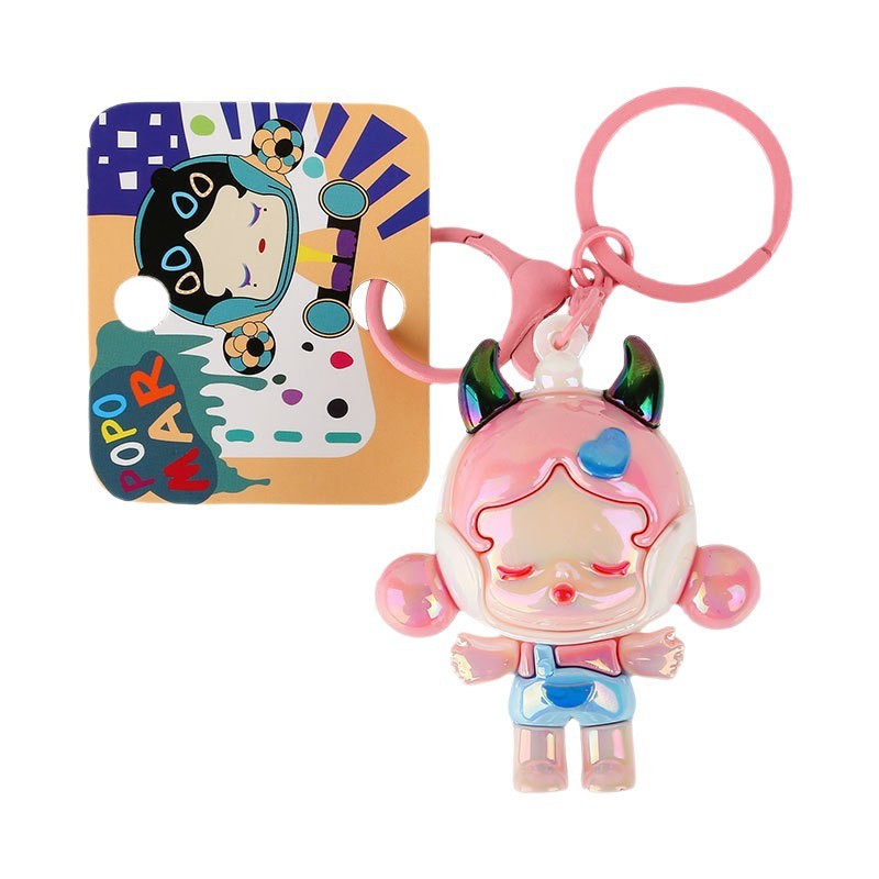 クリエイティブ電気メッキ悪魔眠りの女の子キーホルダーかわいい漫画カラフルな人形カップルバッグペンダント小さなギフト|undefined