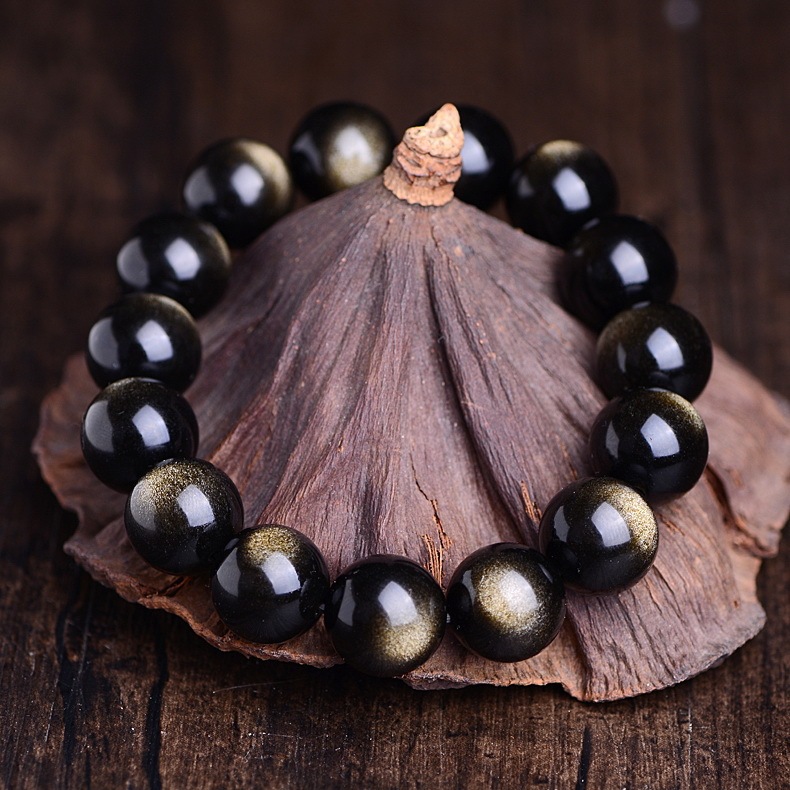 Natural obsidian gold obsidian bracelet men Gold Obsidian Pixiu Couple god luck wealth Bracelets jewelry gift