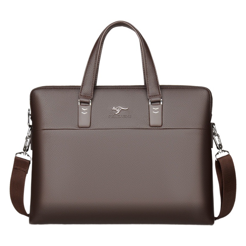 Muzidaisu Men's Handbag, Horizontal Style Business Briefcase, Leather Shoulder Bag, Factory Direct Sale, Light Luxury
