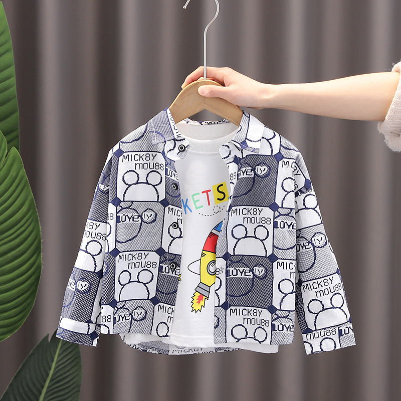 Camisetas de Dibujos Animados Estilo Coreano para Niños, Primavera y Otoño 2025, Chaquetas Delgadas de Manga Larga con Bloques de Color