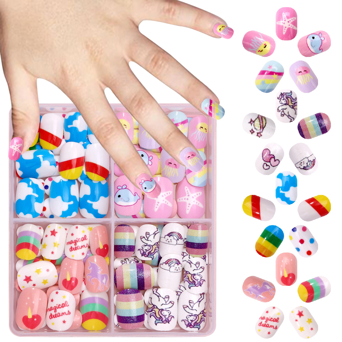 ZHJP-394 Set de manicura para niños (3 pegamentos de gelatina gratis + tiras pequeñas para frotar)