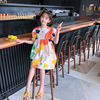 Summer dress, children's skirt, small princess costume, suitable for teen, Korean style, puff sleeves