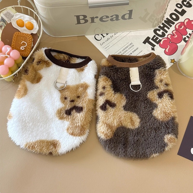 Pet Bichon Teddy Schnauzer Small Size Dogs Dog Clothes Anti-Shedding Autumn and Winter Fleece-Lined Vest Plush Thermal Clothing