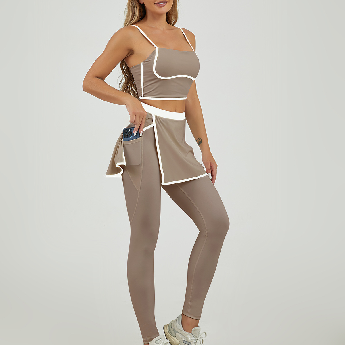 Nuevo color transfronterizo chaleco deportivo de secado rápido mujer calzado de acondicionamiento de calzado de dos piezas conjunto de trajes deportivos de mujer al por mayor