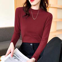 秋冬季新款薄绒螺纹长袖t恤女装修身显瘦百搭体恤打底衫保暖上衣
