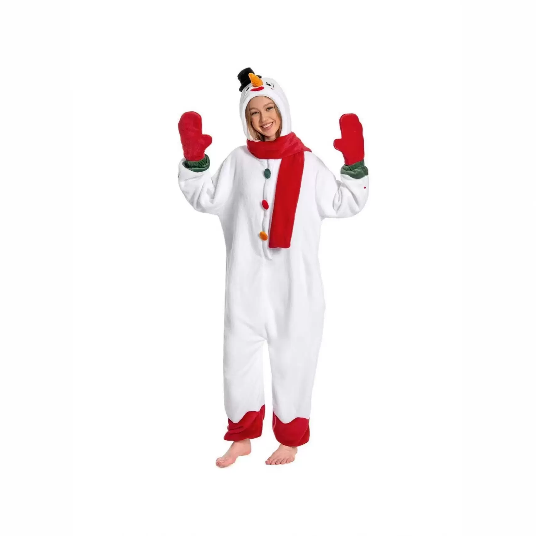 圣诞节圣诞雪人连体衣成人节日表演服可爱卡通睡衣家居服