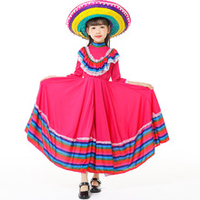 歐美風情大擺裙女中袖連衣裙墨西哥民族服裝舞台表演服裝一件代發