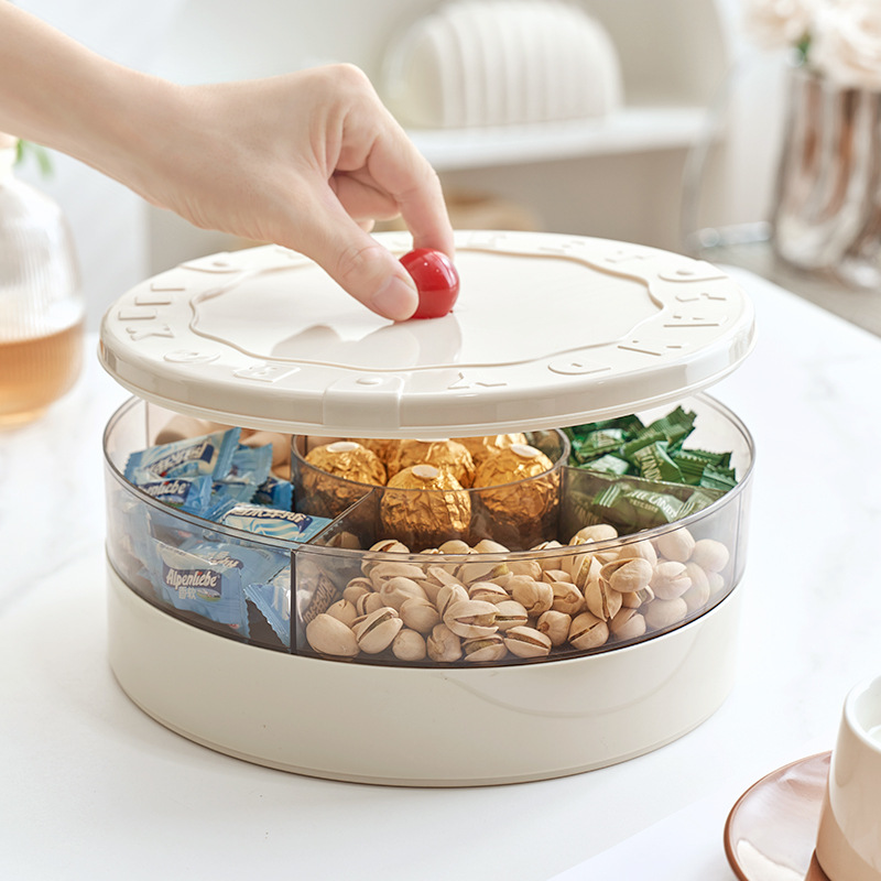 2026 nueva caja de dulces casera Año Nuevo refrigerios nueces platos sala de estar mesa de té multicapa fruta caja de fruta seca image 4
