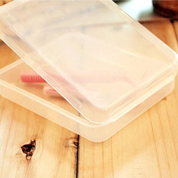 Caja de joyería de esponja de maquillaje transparente simple pequeña caja de almacenamiento cuadrada caja de polvo decoración de pestañas